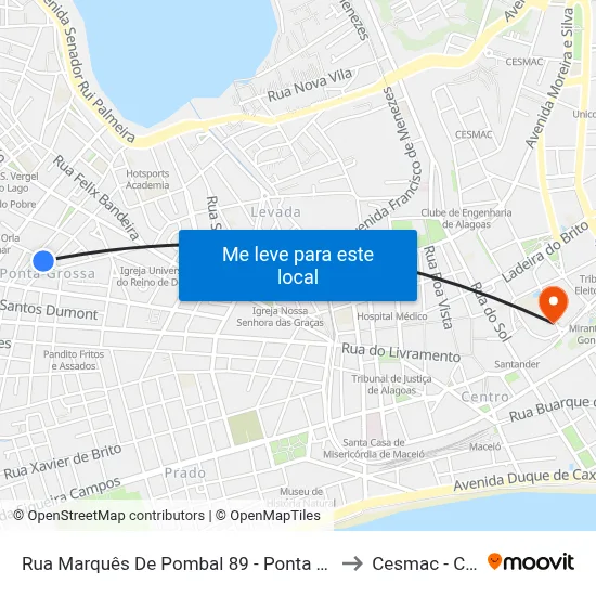 Rua Marquês De Pombal 89 - Ponta Grossa Maceió - Al Brasil to Cesmac - Campus IV map