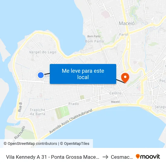 Vila Kennedy A 31 - Ponta Grossa Maceió - Al 57014-630 República Federativa Do Brasil to Cesmac - Campus IV map