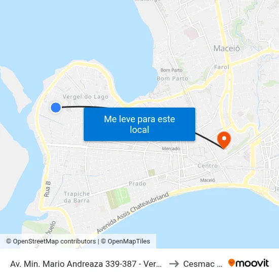 Av. Min. Mario Andreaza 339-387 - Vergel Do Lago Maceió - Al 57015-880 Brasil to Cesmac - Campus IV map