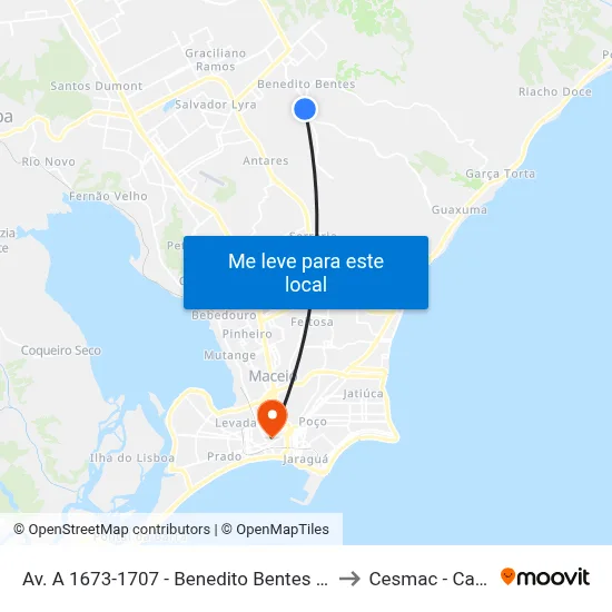 Av. A 1673-1707 - Benedito Bentes Maceió - Al Brasil to Cesmac - Campus IV map