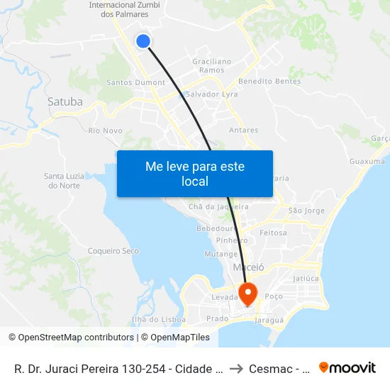 R. Dr. Juraci Pereira 130-254 - Cidade Universitária Maceió - Al Brasil to Cesmac - Campus IV map