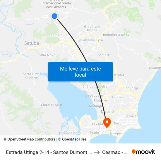 Estrada Utinga 2-14 - Santos Dumont Maceió - Al 57100-000 Brasil to Cesmac - Campus IV map