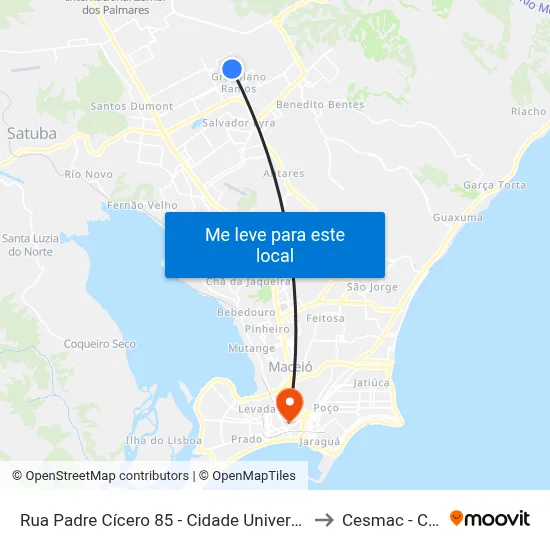 Rua Padre Cícero 85 - Cidade Universitária Maceió - Al Brasil to Cesmac - Campus IV map