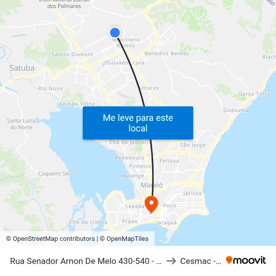 Rua Senador Arnon De Melo 430-540 - Cidade Universitária Maceió - Al Brasil to Cesmac - Campus IV map