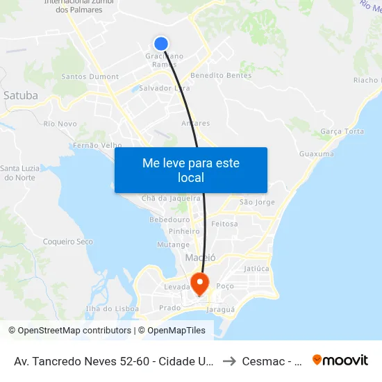 Av. Tancredo Neves 52-60 - Cidade Universitária Maceió - Al Brasil to Cesmac - Campus IV map
