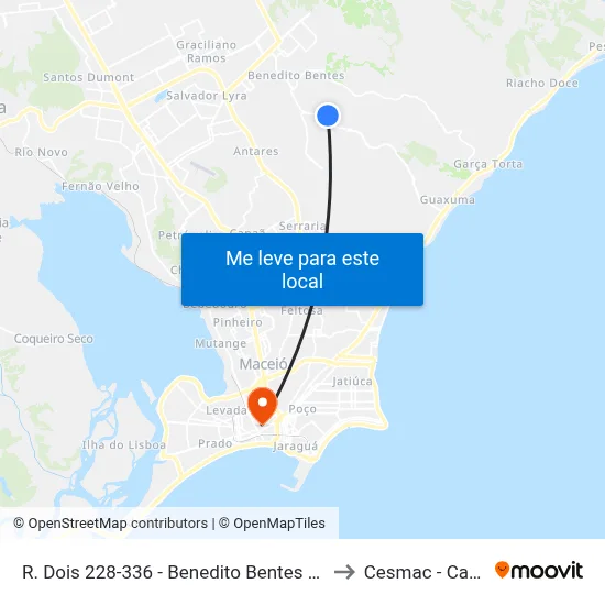 R. Dois 228-336 - Benedito Bentes Maceió - Al Brasil to Cesmac - Campus IV map