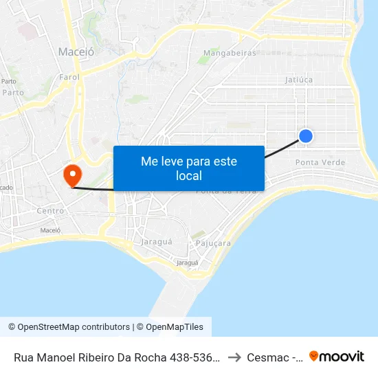 Rua Manoel Ribeiro Da Rocha 438-536 - Jatiúca Maceió - Al 57035-395 Brasil to Cesmac - Campus IV map