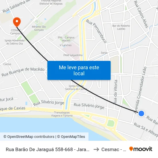 Rua Barão De Jaraguá 558-668 - Jaraguá Maceió - Al 57022-140 Brasil to Cesmac - Campus IV map
