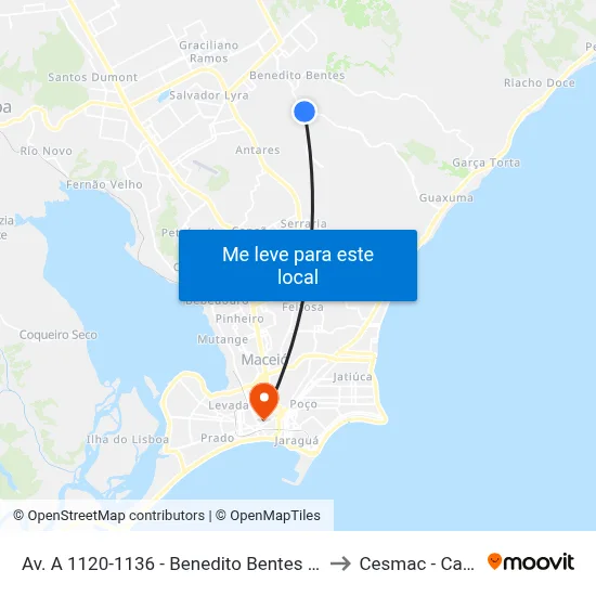 Av. A 1120-1136 - Benedito Bentes Maceió - Al Brasil to Cesmac - Campus IV map