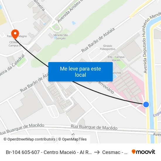 Br-104 605-607 - Centro Maceió - Al República Federativa Do Brasil to Cesmac - Campus IV map