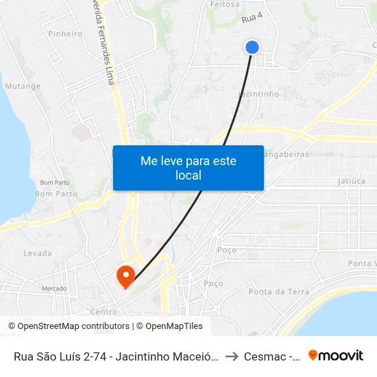 Rua São Luís 2-74 - Jacintinho Maceió - Al República Federativa Do Brasil to Cesmac - Campus IV map