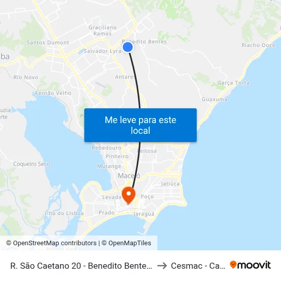 R. São Caetano 20 - Benedito Bentes Maceió - Al Brasil to Cesmac - Campus IV map