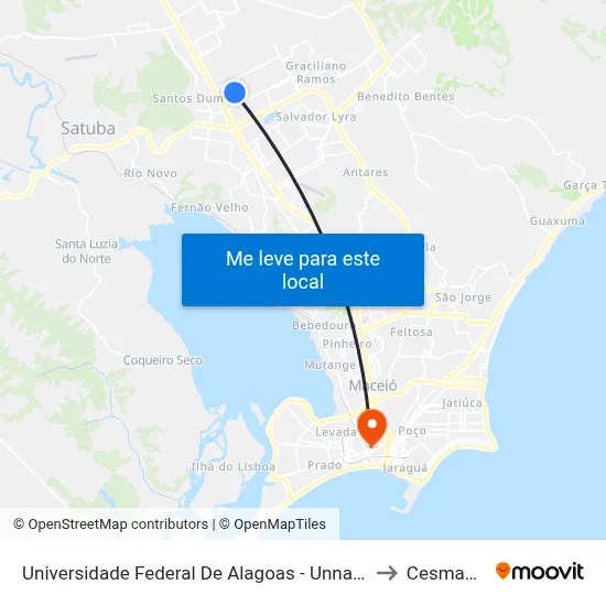 Universidade Federal De Alagoas - Unnamed Road - Cidade Universitária Maceió - Al Brasil to Cesmac - Campus IV map