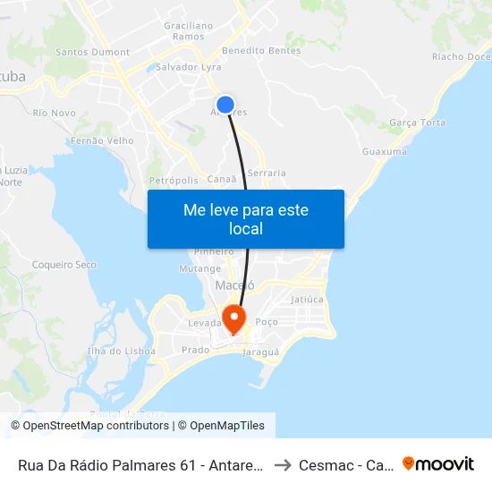Rua Da Rádio Palmares 61 - Antares Maceió - Al Brasil to Cesmac - Campus IV map