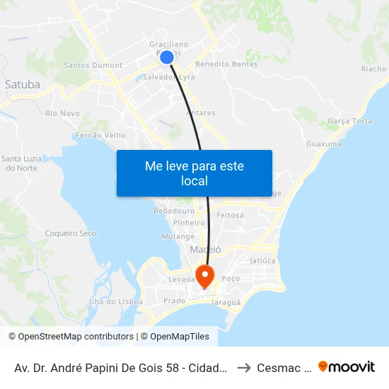 Av. Dr. André Papini De Gois 58 - Cidade Universitária Maceió - Al 57073-474 Brasil to Cesmac - Campus IV map