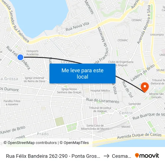 Rua Félix Bandeira 262-290 - Ponta Grossa Maceió - Al 57014-420 República Federativa Do Brasil to Cesmac - Campus IV map