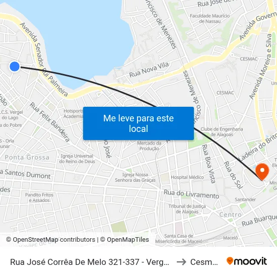 Rua José Corrêa De Melo 321-337 - Vergel Do Lago Maceió - Al 57015-390 República Federativa Do Brasil to Cesmac - Campus IV map