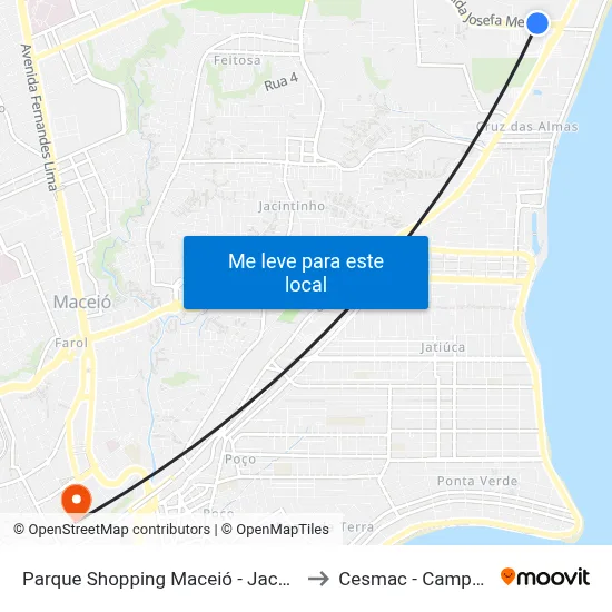 Parque Shopping Maceió - Jacarecica to Cesmac - Campus IV map