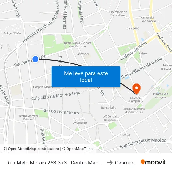 Rua Melo Morais 253-373 - Centro Maceió - Al 57020-330 República Federativa Do Brasil to Cesmac - Campus IV map