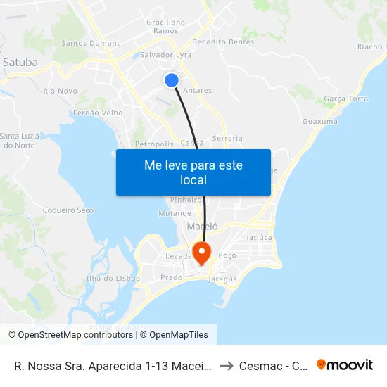 R. Nossa Sra. Aparecida 1-13 Maceió - Al 57081-480 Brasil to Cesmac - Campus IV map