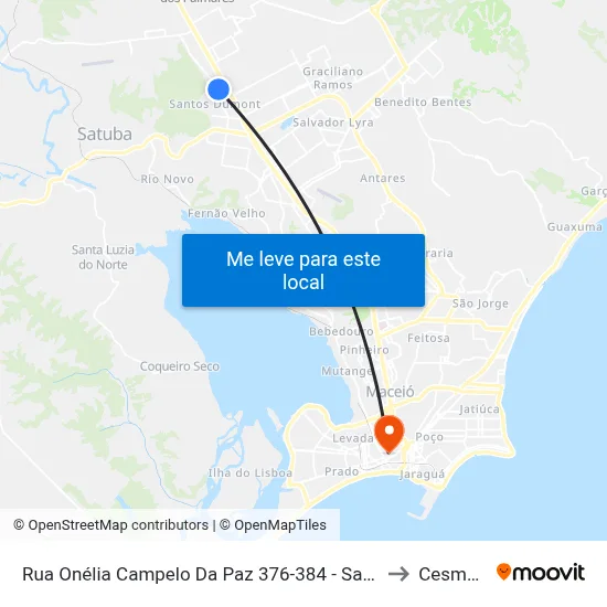 Rua Onélia Campelo Da Paz 376-384 - Santos Dumont Maceió - Al 57075-720 República Federativa Do Brasil to Cesmac - Campus IV map