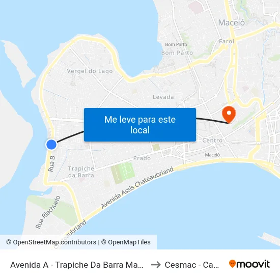 Avenida A - Trapiche Da Barra Maceió - Al Brasil to Cesmac - Campus IV map