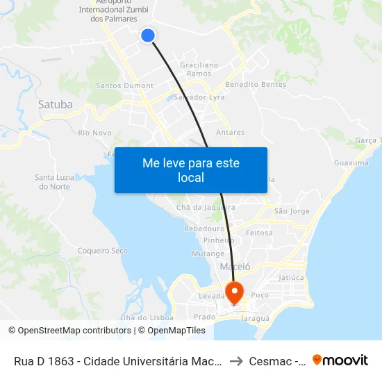 Rua D 1863 - Cidade Universitária Maceió - Al República Federativa Do Brasil to Cesmac - Campus IV map