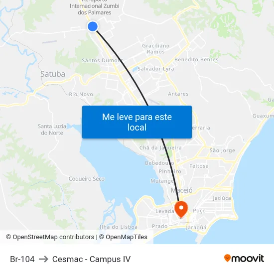 Br-104 to Cesmac - Campus IV map