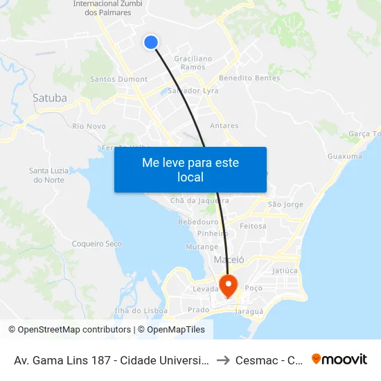Av. Gama Lins 187 - Cidade Universitária Maceió - Al Brasil to Cesmac - Campus IV map