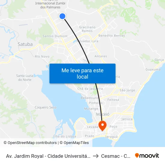 Av. Jardim Royal - Cidade Universitária Maceió - Al Brasil to Cesmac - Campus IV map