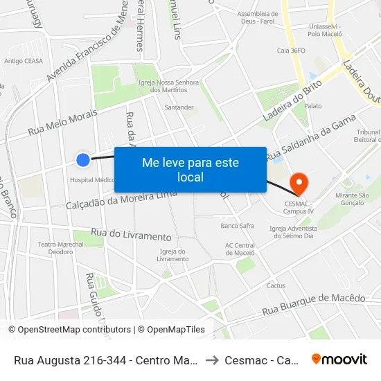 Rua Augusta 216-344 - Centro Maceió - Al Brasil to Cesmac - Campus IV map