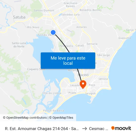 R. Est. Arnoumar Chagas 214-264 - Santa Amelia Maceió - Al 57063-430 Brasil to Cesmac - Campus IV map