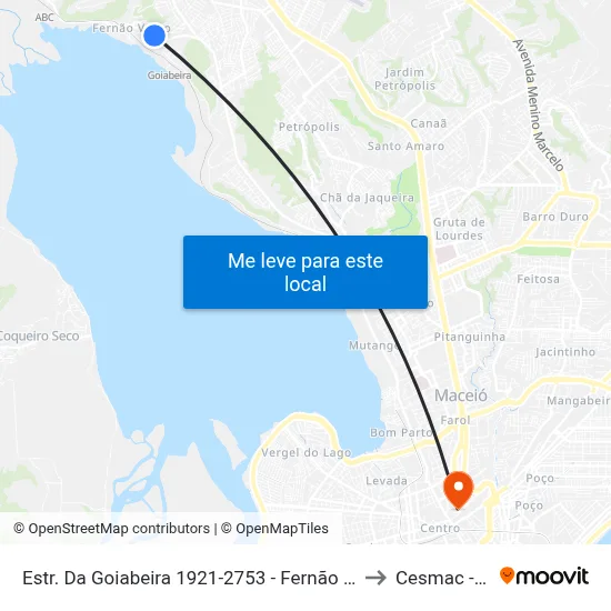Estr. Da Goiabeira 1921-2753 - Fernão Velho Maceió - Al 57070-440 Brasil to Cesmac - Campus IV map
