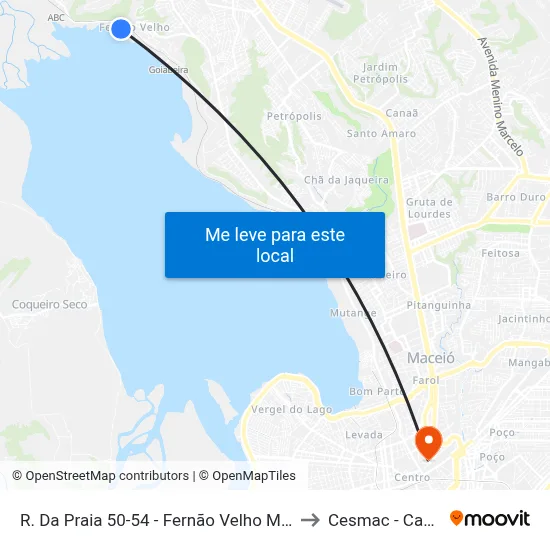 R. Da Praia 50-54 - Fernão Velho Maceió - Al Brasil to Cesmac - Campus IV map