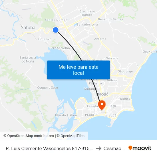 R. Luís Clemente Vasconcelos 817-915 - Clima Bom Maceió - Al 57071-040 Brasil to Cesmac - Campus IV map