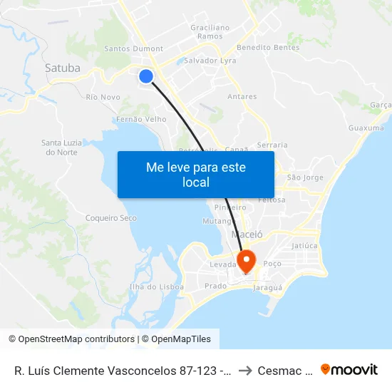 R. Luís Clemente Vasconcelos 87-123 - Clima Bom Maceió - Al 57071-040 Brasil to Cesmac - Campus IV map