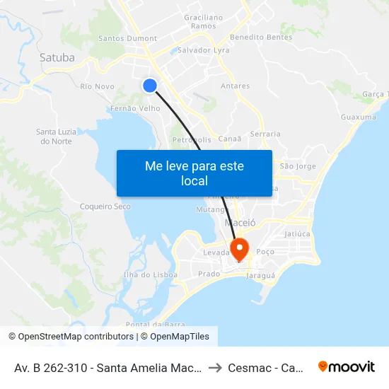 Av. B 262-310 - Santa Amelia Maceió - Al Brasil to Cesmac - Campus IV map
