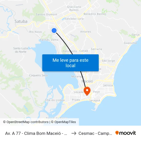 Av. A 77 - Clima Bom Maceió - Al Brasil to Cesmac - Campus IV map