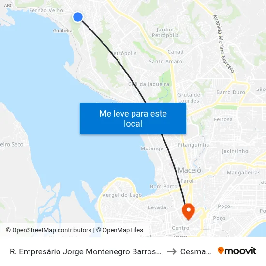 R. Empresário Jorge Montenegro Barros 3413-3517 - Santa Amelia Maceió - Al 57063-000 Brasil to Cesmac - Campus IV map