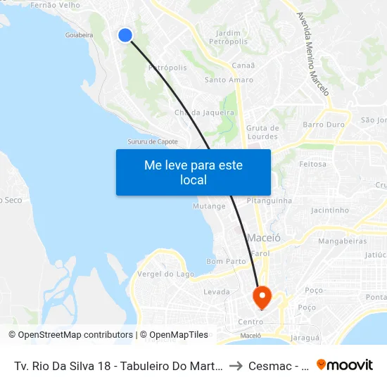 Tv. Rio Da Silva 18 - Tabuleiro Do Martins Maceió - Al 57060-175 Brasil to Cesmac - Campus IV map