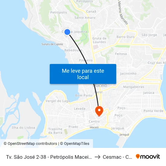 Tv. São José 2-38 - Petrópolis Maceió - Al 57062-770 Brasil to Cesmac - Campus IV map