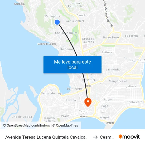 Avenida Teresa Lucena Quintela Cavalcante 832-894 - Petrópolis Maceió - Al República Federativa Do Brasil to Cesmac - Campus IV map
