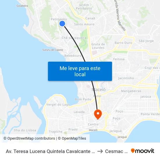 Av. Teresa Lucena Quintela Cavalcante 1046-1084 - Petrópolis Maceió - Al Brasil to Cesmac - Campus IV map