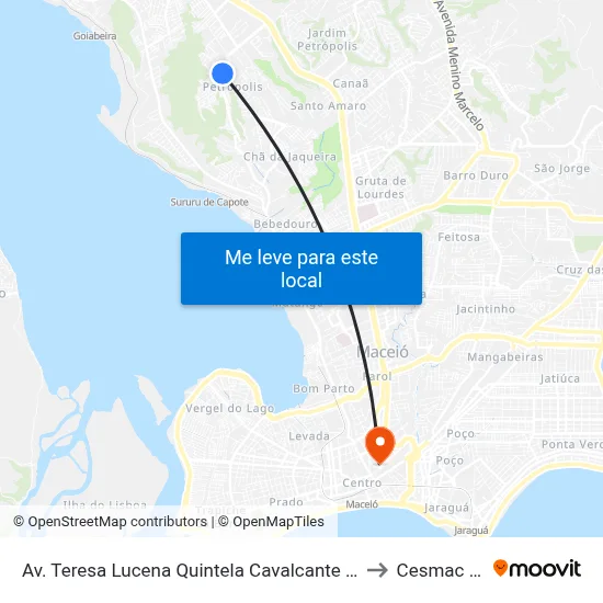 Av. Teresa Lucena Quintela Cavalcante 1666-1724 - Petrópolis Maceió - Al Brasil to Cesmac - Campus IV map