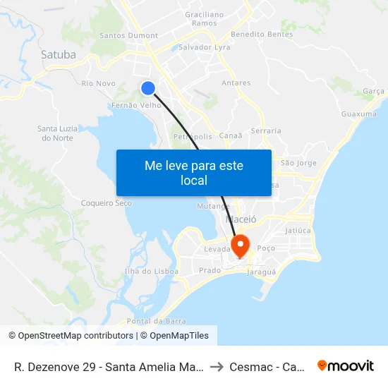 R. Dezenove 29 - Santa Amelia Maceió - Al Brasil to Cesmac - Campus IV map