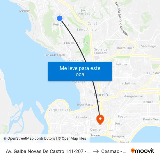 Av. Galba Novas De Castro 141-207 - Petrópolis Maceió - Al Brasil to Cesmac - Campus IV map