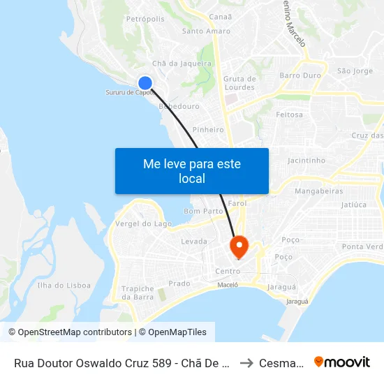 Rua Doutor Oswaldo Cruz 589 - Chã De Bebedouro Maceió - Al República Federativa Do Brasil to Cesmac - Campus IV map