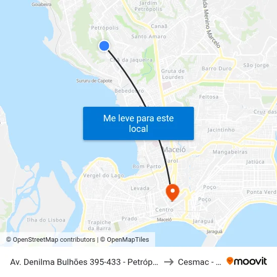 Av. Denilma Bulhões 395-433 - Petrópolis Maceió - Al 57062-001 Brasil to Cesmac - Campus IV map