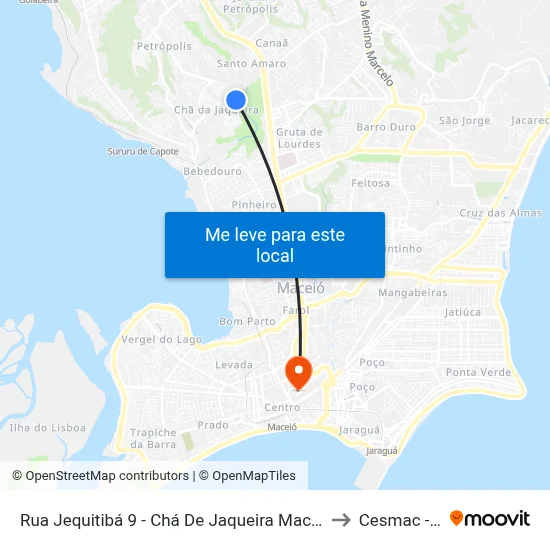 Rua Jequitibá 9 - Chá De Jaqueira Maceió - Al República Federativa Do Brasil to Cesmac - Campus IV map