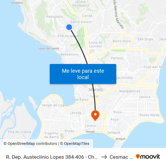 R. Dep. Austeclínio Lopes 384-406 - Chã Da Jaqueira Maceió - Al 57018-510 Brasil to Cesmac - Campus IV map